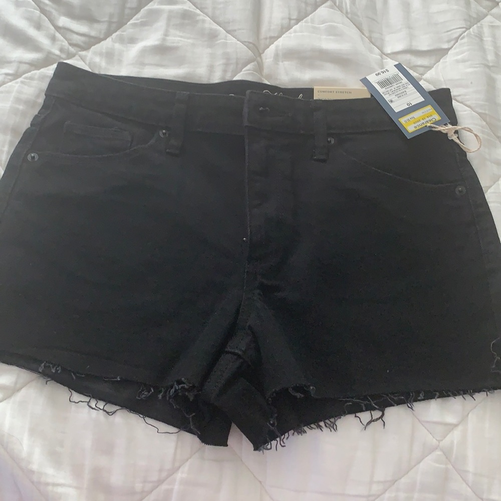 Black denim shorts